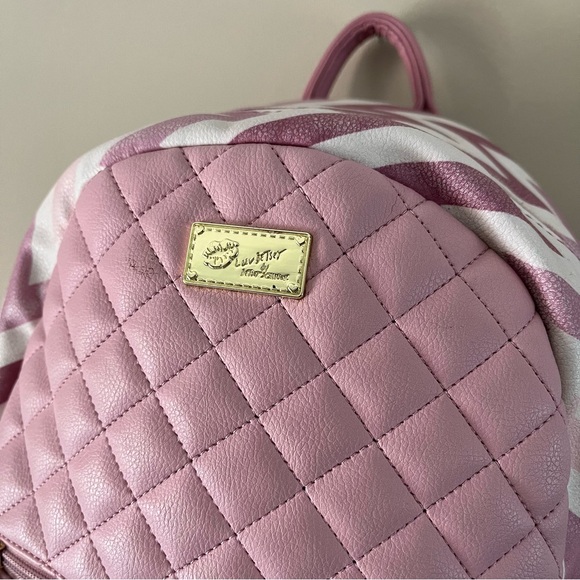 Betsey Johnson Pink Chevron Backpack - Picture 7 of 16